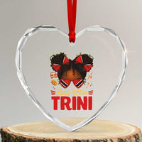 Little Miss Trinidad And Tobago Heart Crystal Glass Ornament Afro Black Messy Bun Girl Trini Flag Bow