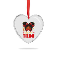 Little Miss Trinidad And Tobago Heart Crystal Glass Ornament Afro Black Messy Bun Girl Trini Flag Bow