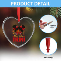 Little Miss Trinidad And Tobago Heart Crystal Glass Ornament Afro Black Messy Bun Girl Trini Flag Bow