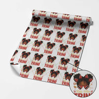 Little Miss Trinidad And Tobago Wrapping Paper Roll Afro Black Messy Bun Girl Trini Flag Bow