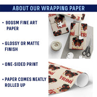 Little Miss Trinidad And Tobago Wrapping Paper Roll Afro Black Messy Bun Girl Trini Flag Bow