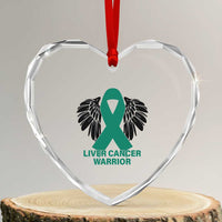 Liver Cancer Angel Warrior Wings Heart Crystal Glass Ornament Green Ribbon Awareness Support Gift