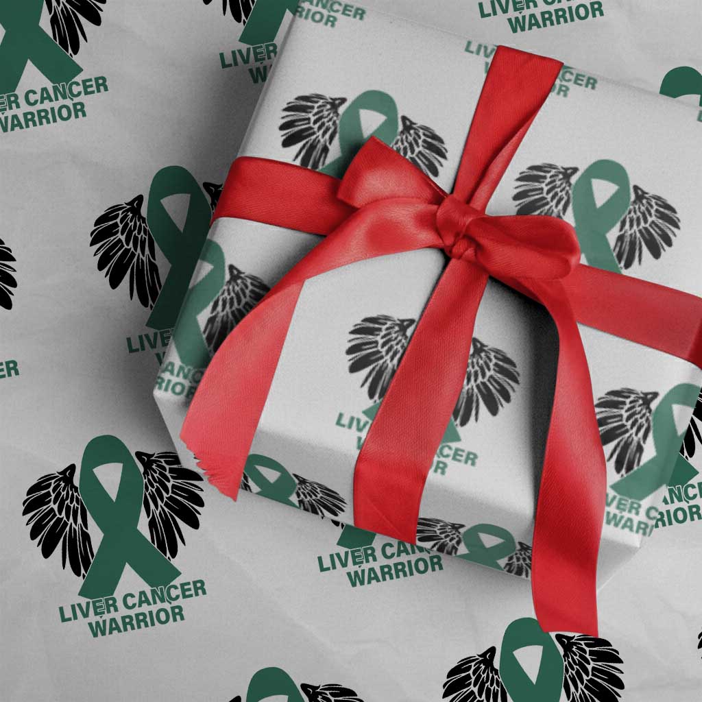 Liver Cancer Angel Warrior Wings Wrapping Paper Roll Green Ribbon Awareness Support Gift
