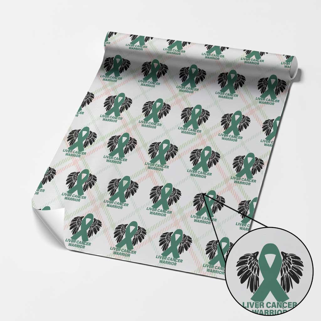 Liver Cancer Angel Warrior Wings Wrapping Paper Roll Green Ribbon Awareness Support Gift