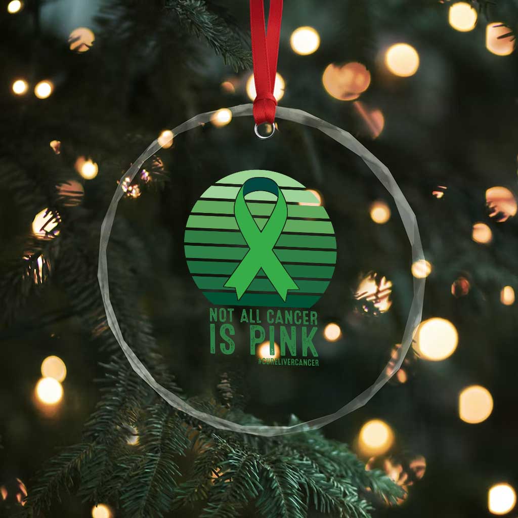 Liver Cancer Awareness Crystal Glass Ornament Not All Cancer Is Pink Ribbon Support Gift