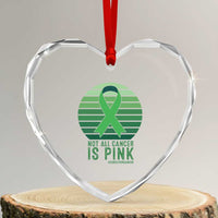 Liver Cancer Awareness Heart Crystal Glass Ornament Not All Cancer Is Pink Ribbon Support Gift