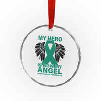 Liver Cancer Awareness Memorial Gift Crystal Glass Ornament My Hero Is Now My Angel