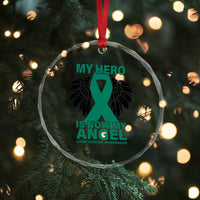 Liver Cancer Awareness Memorial Gift Crystal Glass Ornament My Hero Is Now My Angel