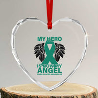 Liver Cancer Awareness Memorial Gift Heart Crystal Glass Ornament My Hero Is Now My Angel