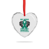 Liver Cancer Awareness Memorial Gift Heart Crystal Glass Ornament My Hero Is Now My Angel