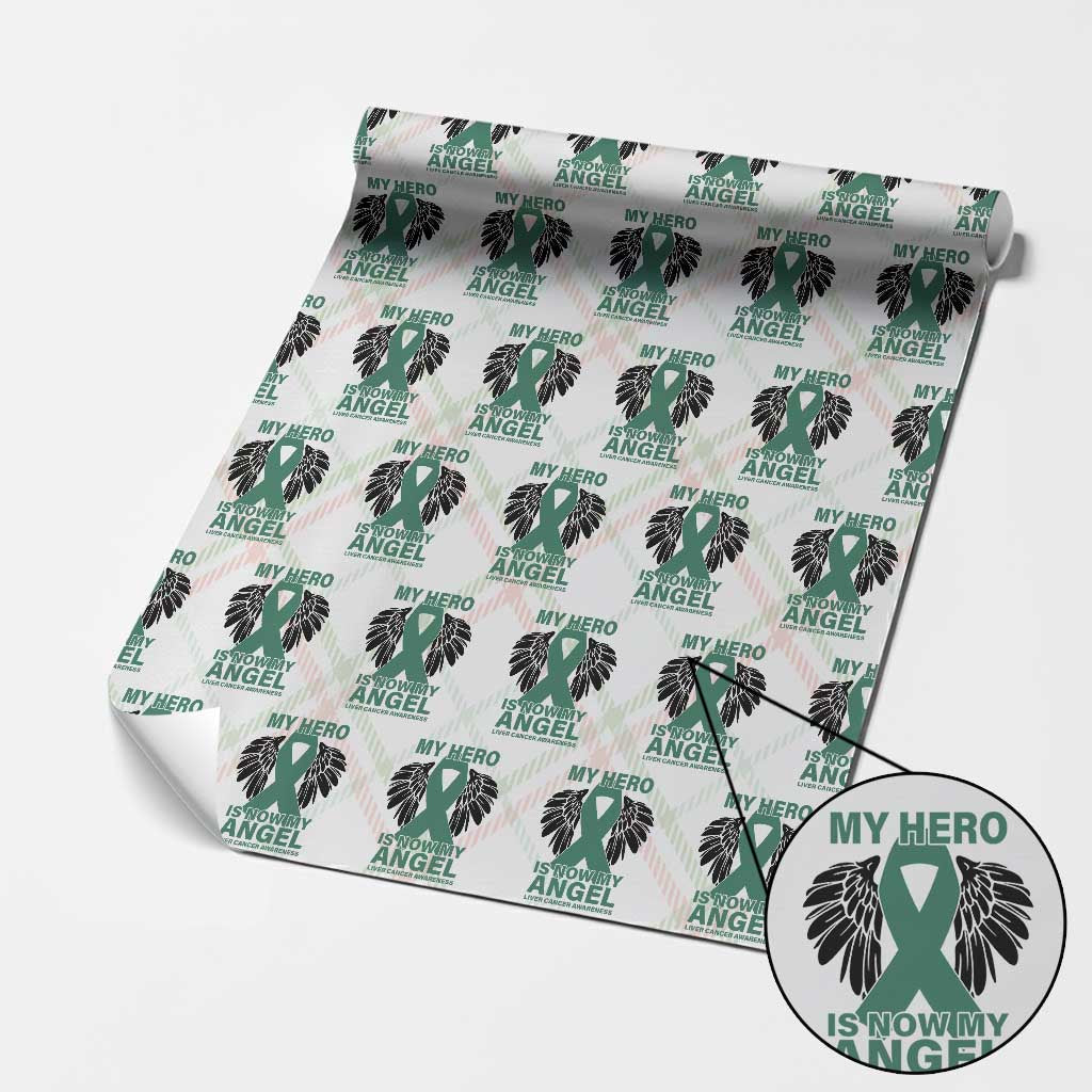 Liver Cancer Awareness Memorial Gift Wrapping Paper Roll My Hero Is Now My Angel