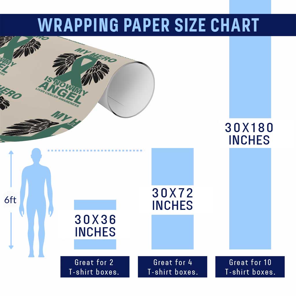 Liver Cancer Awareness Memorial Gift Wrapping Paper Roll My Hero Is Now My Angel