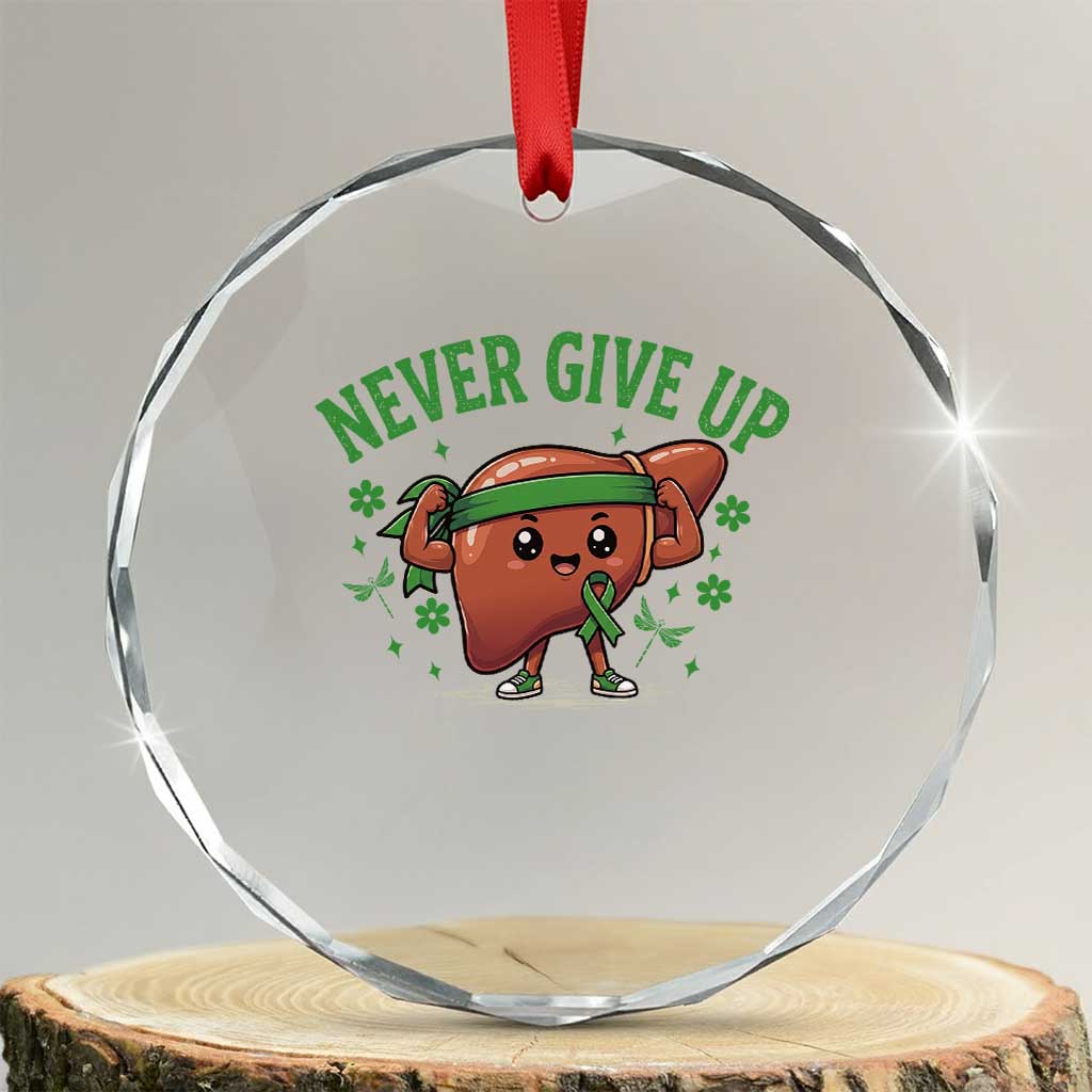 Liver Cancer Awareness Transplant Support Crystal Glass Ornament Never Give Up Nurse Gift
