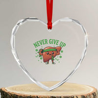 Liver Cancer Awareness Transplant Support Heart Crystal Glass Ornament Never Give Up Nurse Gift