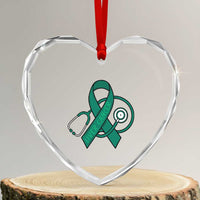 Liver Cancer Strong Nurse Warrior Heart Crystal Glass Ornament Stethoscope Healthcare Support Gift