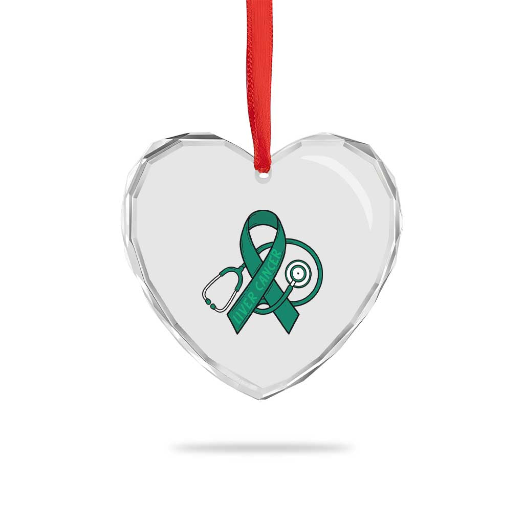 Liver Cancer Strong Nurse Warrior Heart Crystal Glass Ornament Stethoscope Healthcare Support Gift