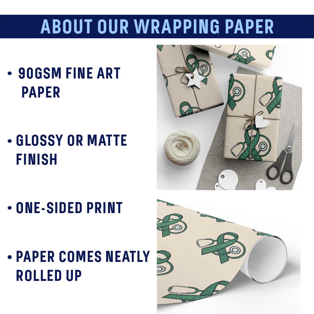 Liver Cancer Strong Nurse Warrior Wrapping Paper Roll Stethoscope Healthcare Support Gift
