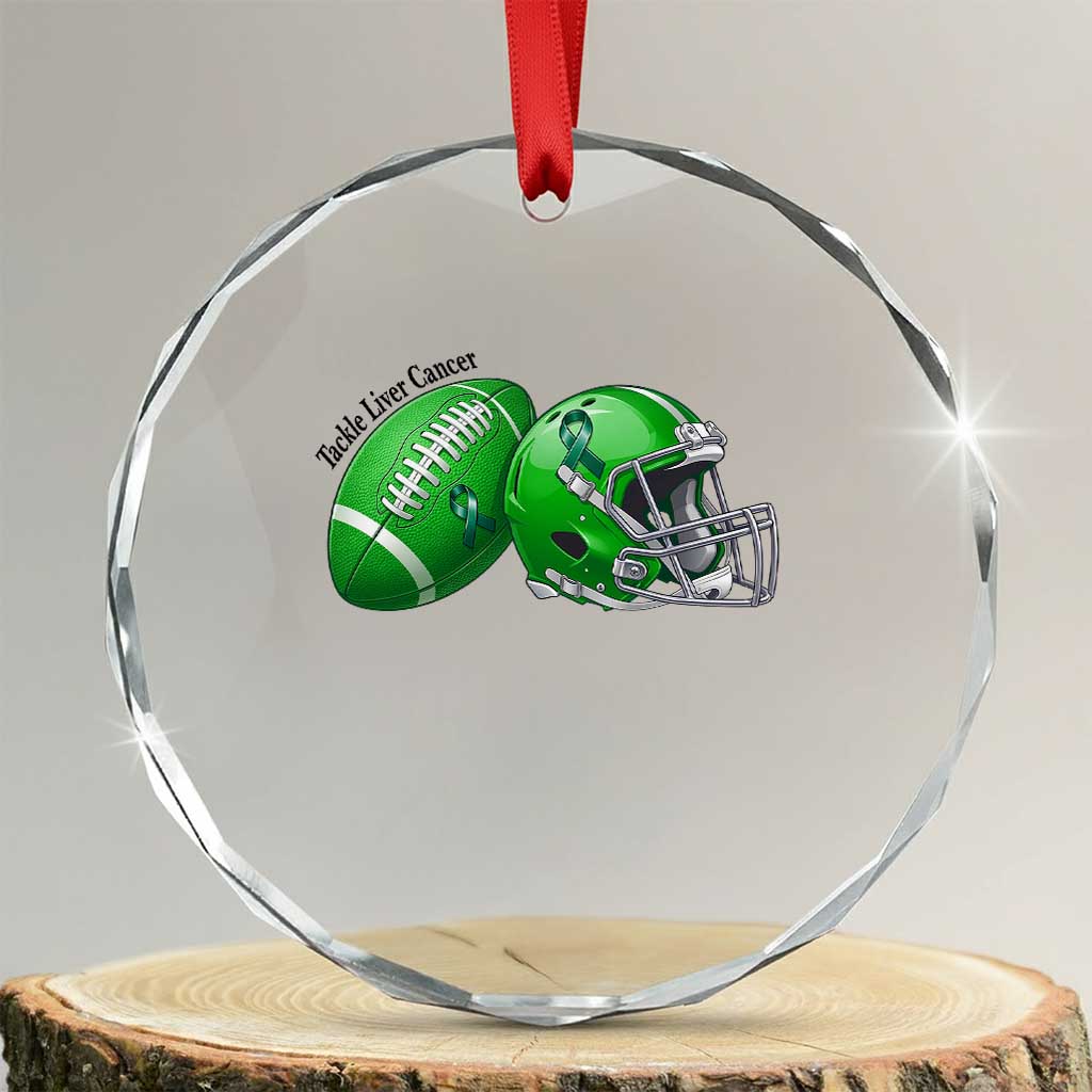 Liver Cancer Support Gift Crystal Glass Ornament October Tackle Cancer Football