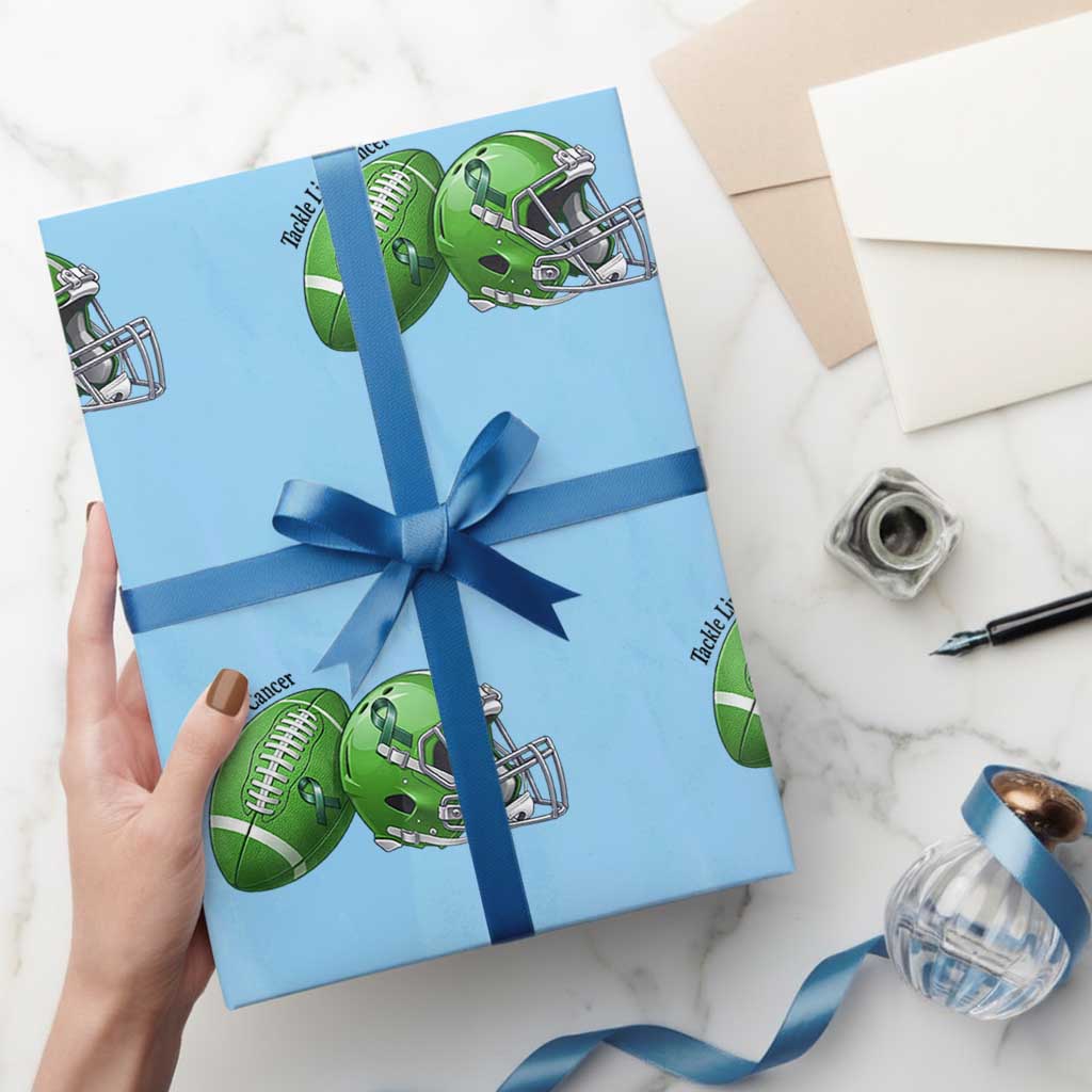 Liver Cancer Support Gift Wrapping Paper Roll October Tackle Cancer Football