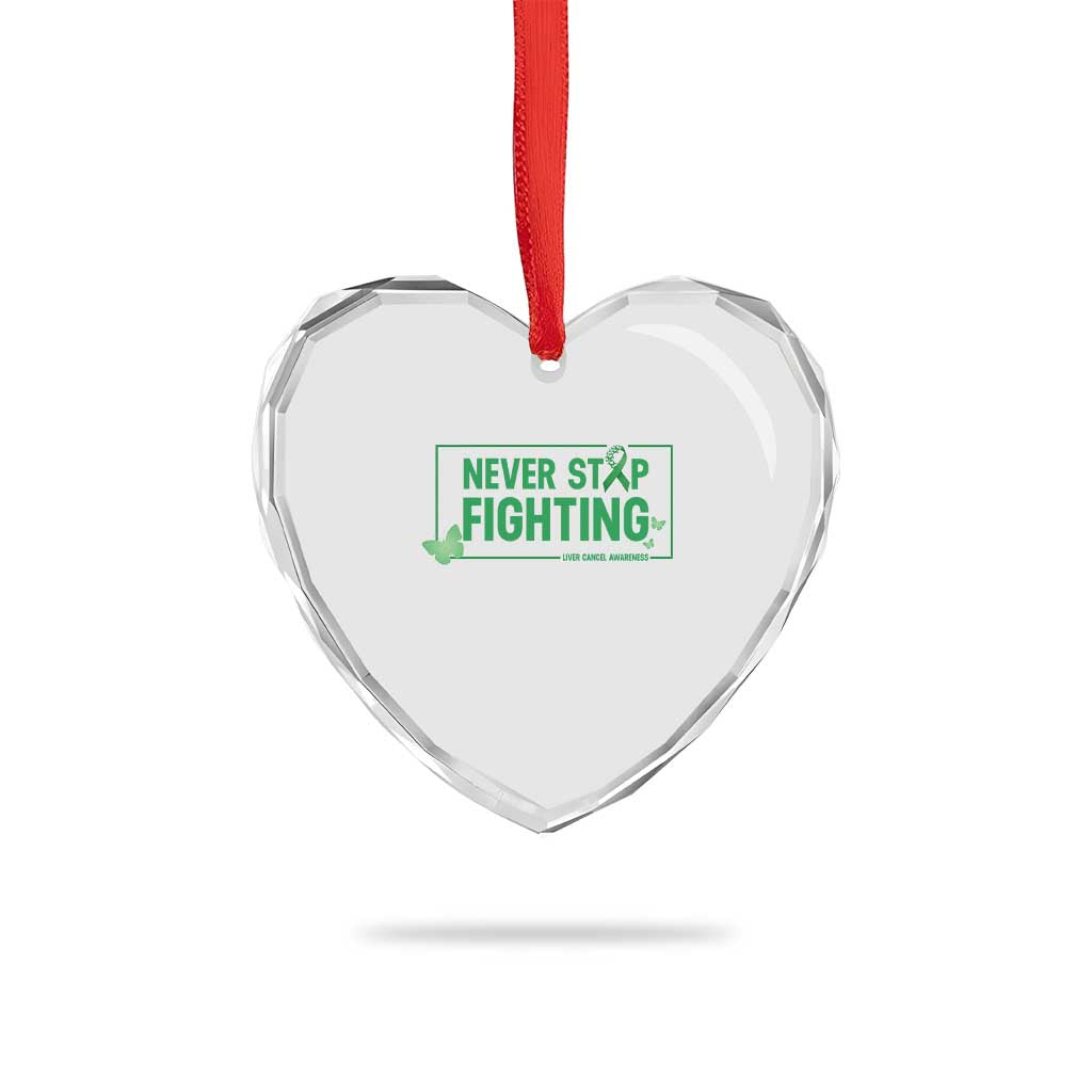 Liver Cancer Warrior Heart Crystal Glass Ornament Never Stop Fighting Support Gift