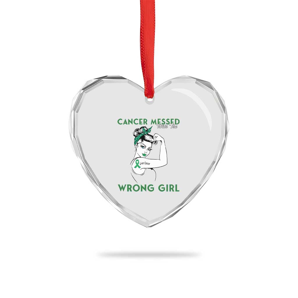 Liver Cancer Warrior Unbreakable Gift Heart Crystal Glass Ornament Cancer Messed With The Wrong Girl