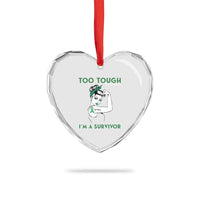 Liver Cancer Warrior Woman Gift Heart Crystal Glass Ornament Too Tough For Cancer Im A Survivor