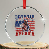 Living In America Funny Patriotic Heavyweight Boxer Crystal Glass Ornament Vintage Distressed Flag Uncle Sam Hat Boxing Champion