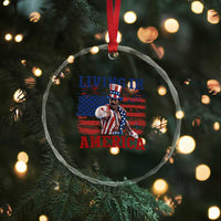 Living In America Funny Patriotic Heavyweight Boxer Crystal Glass Ornament Vintage Distressed Flag Uncle Sam Hat Boxing Champion