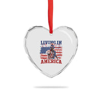 Living In America Funny Patriotic Heavyweight Boxer Heart Crystal Glass Ornament Vintage Distressed Flag Uncle Sam Hat Boxing Champion