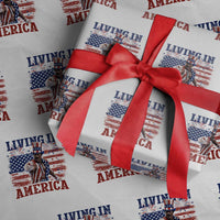 Living In America Funny Patriotic Heavyweight Boxer Wrapping Paper Roll Vintage Distressed Flag Uncle Sam Hat Boxing Champion