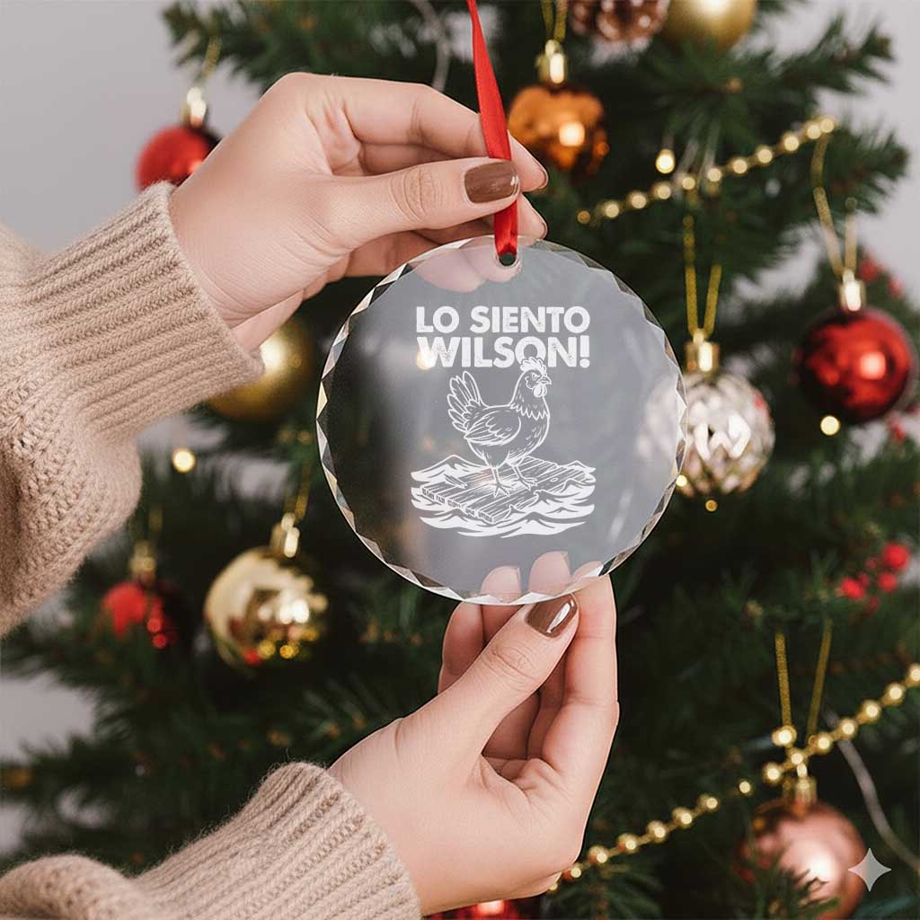 Lo Siento Wilson Funny Chicken Floating Meme Crystal Glass Ornament Viral Rooster Spanish Apology Trend