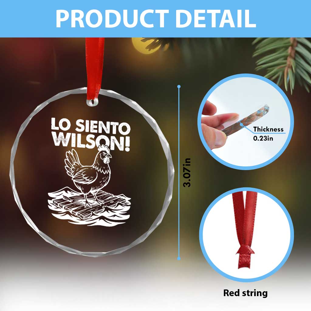 Lo Siento Wilson Funny Chicken Floating Meme Crystal Glass Ornament Viral Rooster Spanish Apology Trend