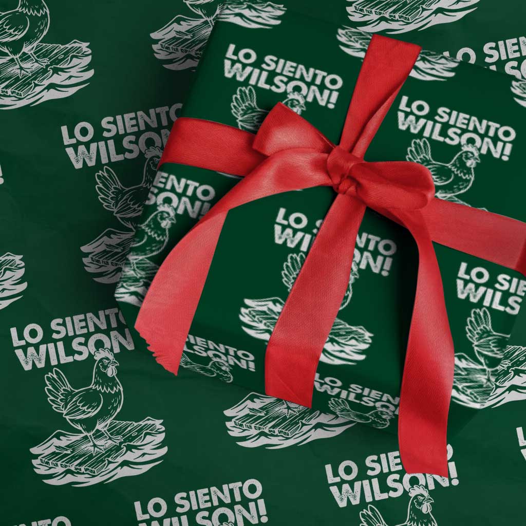 Lo Siento Wilson Funny Chicken Floating Meme Wrapping Paper Roll Viral Rooster Spanish Apology Trend