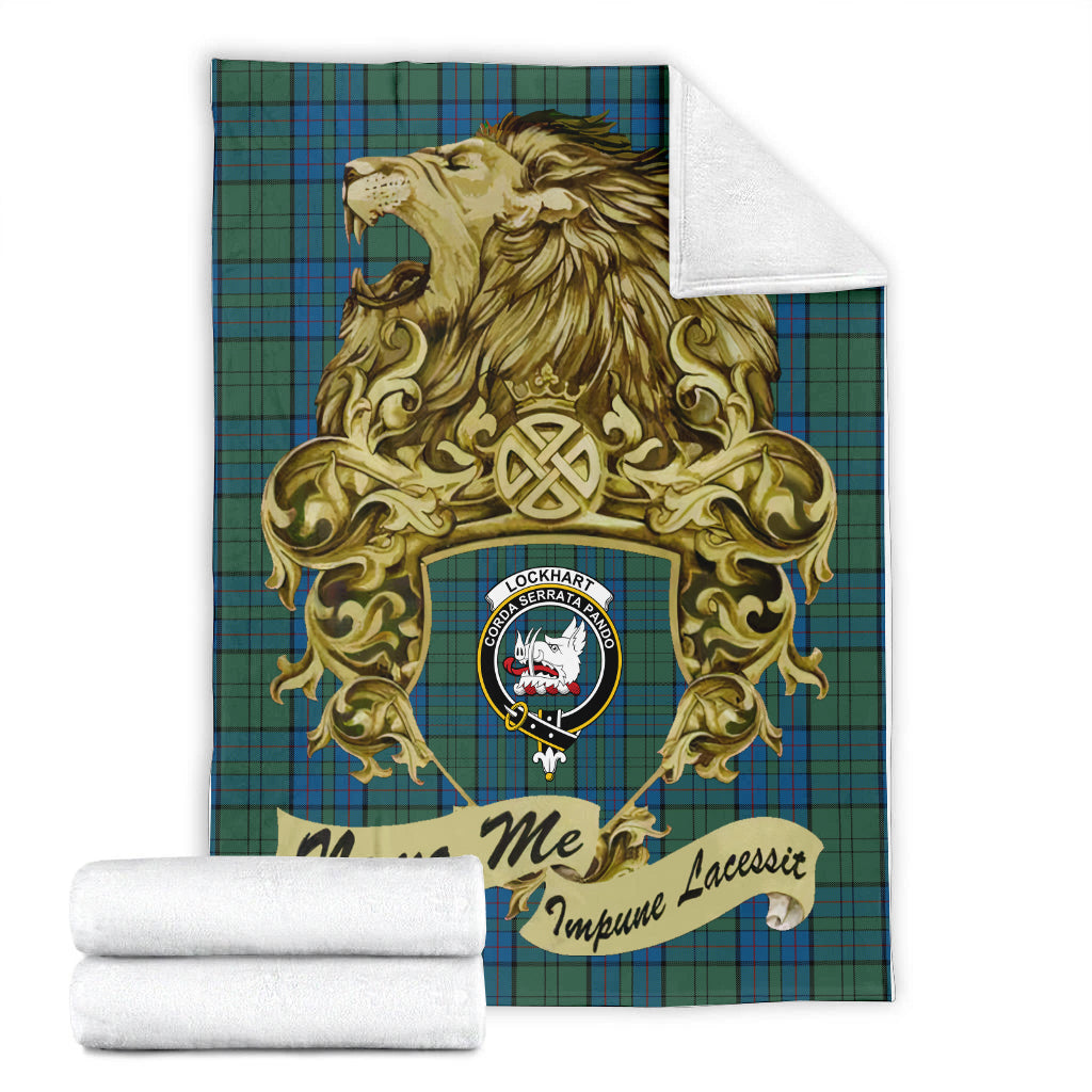 lockhart-tartan-premium-blanket-motto-nemo-me-impune-lacessit-with-vintage-lion-family-crest-tartan-plaid-blanket-vintage-style