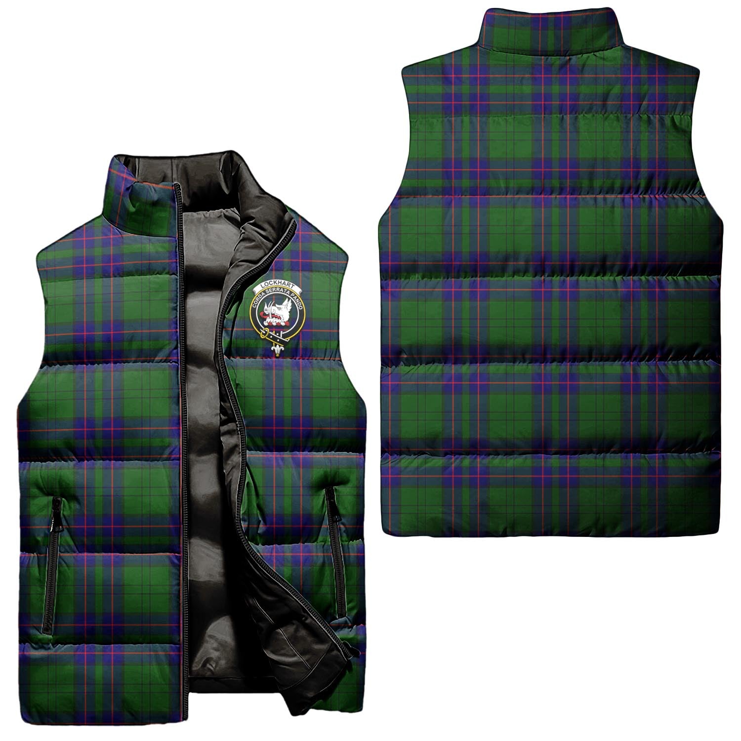 lockhart-modern-clan-puffer-vest-family-crest-plaid-sleeveless-down-jacket