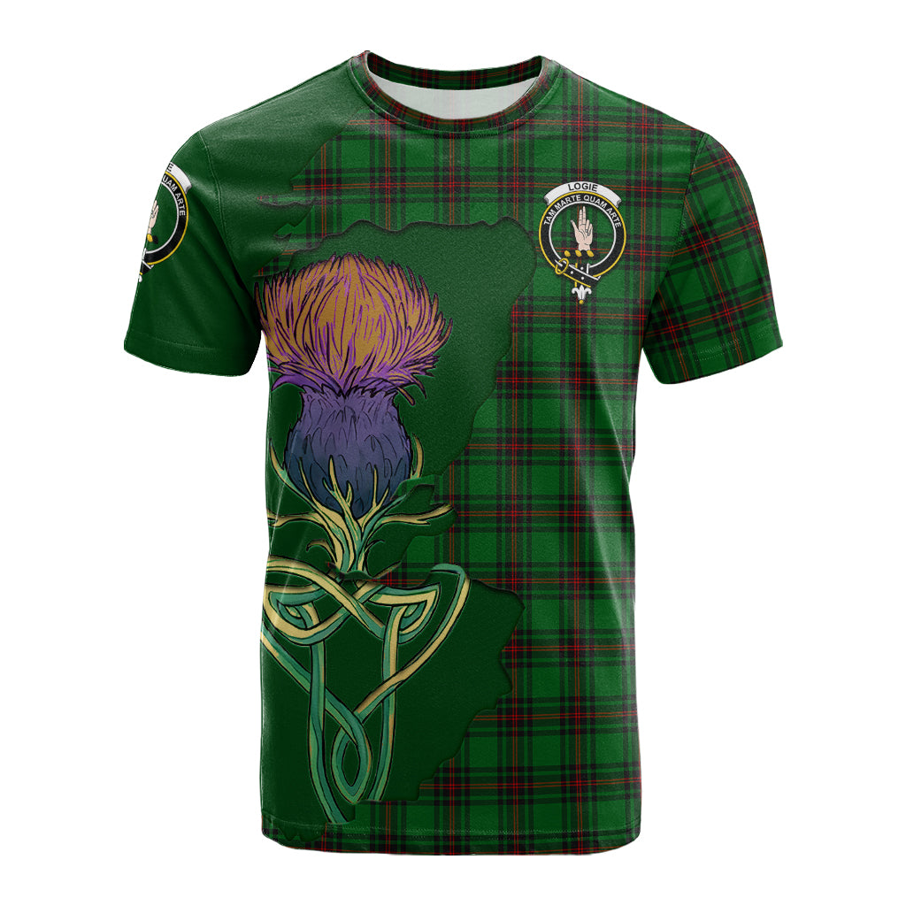 logie-tartan-family-crest-t-shirt-tartan-plaid-with-thistle-and-scotland-map-t-shirt