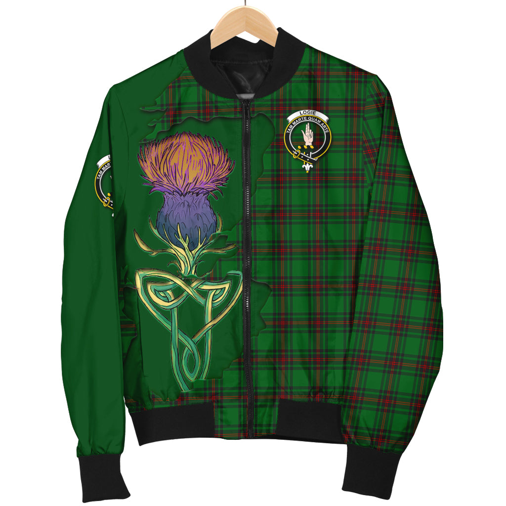 logie-tartan-family-crest-bomber-jacket-tartan-plaid-with-thistle-and-scotland-map-jacket