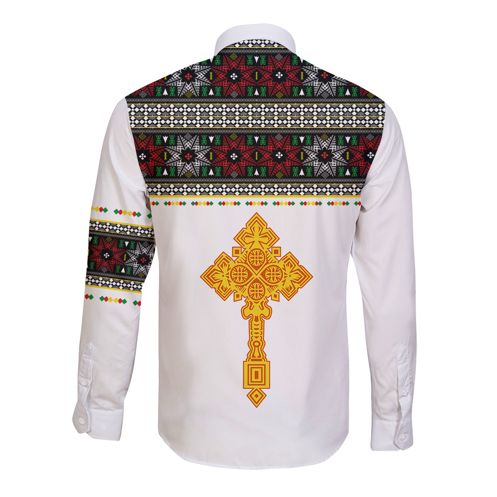 Ethiopia Tibeb Long Sleeve Button Shirt Ethiopian Cross Fashion LT13