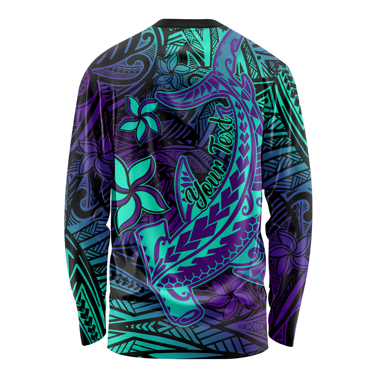 Custom Personalised Polynesian Long Sleeve Shirt Purple Paradise Hawaiian Tribal Hammerhead Shark - Wonder Print Shop