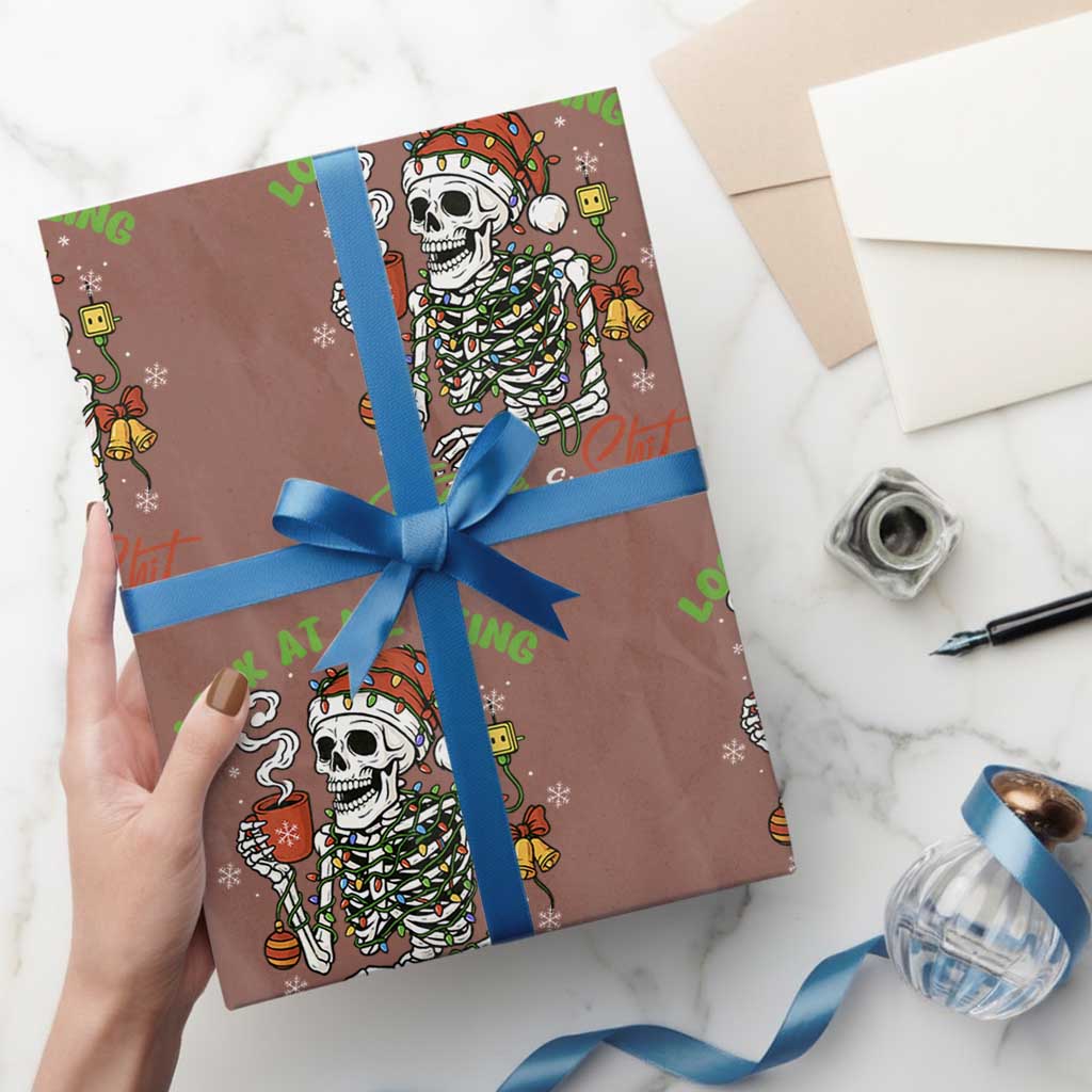 Look At Me Being Festive And Shit Wrapping Paper Roll Funny Christmas Skeleton - Wonder Print Shop