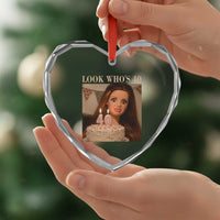 Look Who's 40 Heart Crystal Glass Ornament Funny Birthday Doll Face Meme