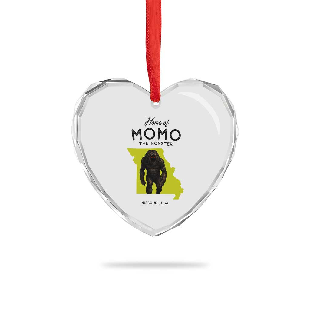 Louisiana Missouri Cryptid Lover Heart Crystal Glass Ornament Home Of Momo The Monster
