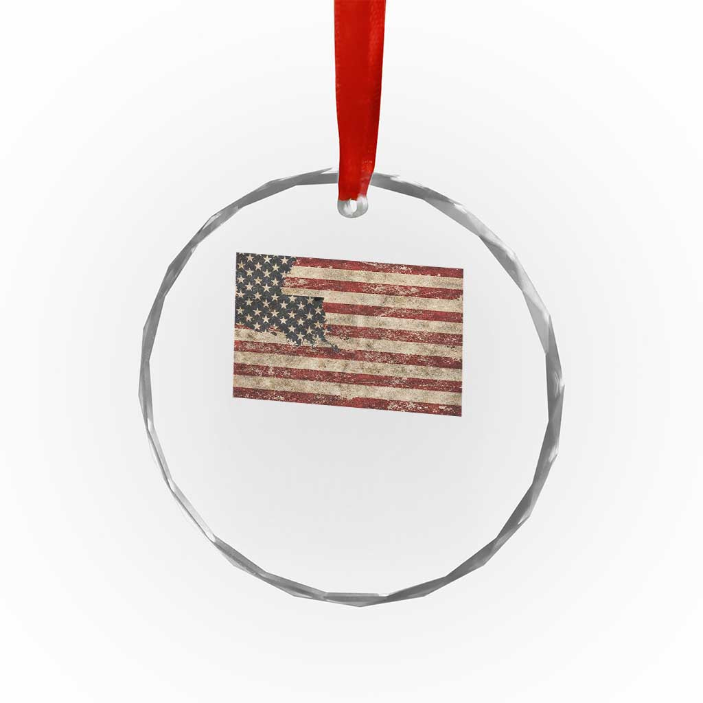 Louisiana Pride Vintage American Flag State Map Crystal Glass Ornament