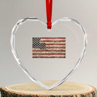 Louisiana Pride Vintage American Flag State Map Heart Crystal Glass Ornament