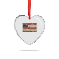 Louisiana Pride Vintage American Flag State Map Heart Crystal Glass Ornament