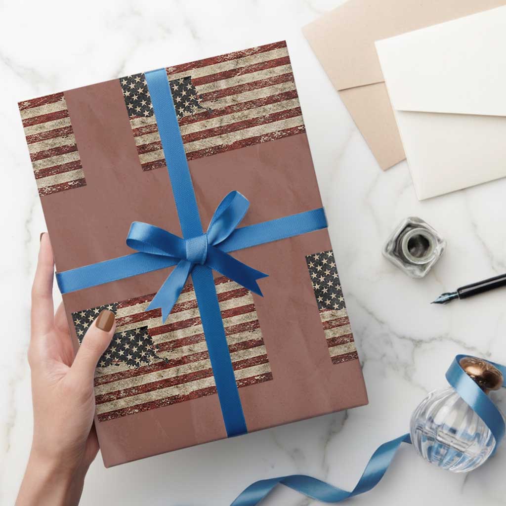 Louisiana Pride Vintage American Flag State Map Wrapping Paper Roll