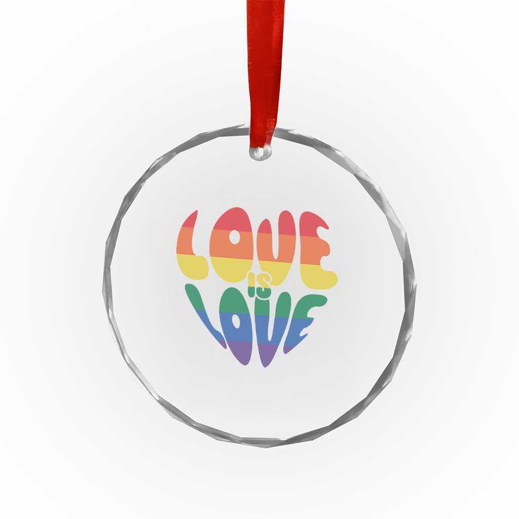 Love Is Love LGBTQ Pride Crystal Glass Ornament Rainbow Flag Community