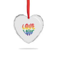 Love Is Love LGBTQ Pride Heart Crystal Glass Ornament Rainbow Flag Community