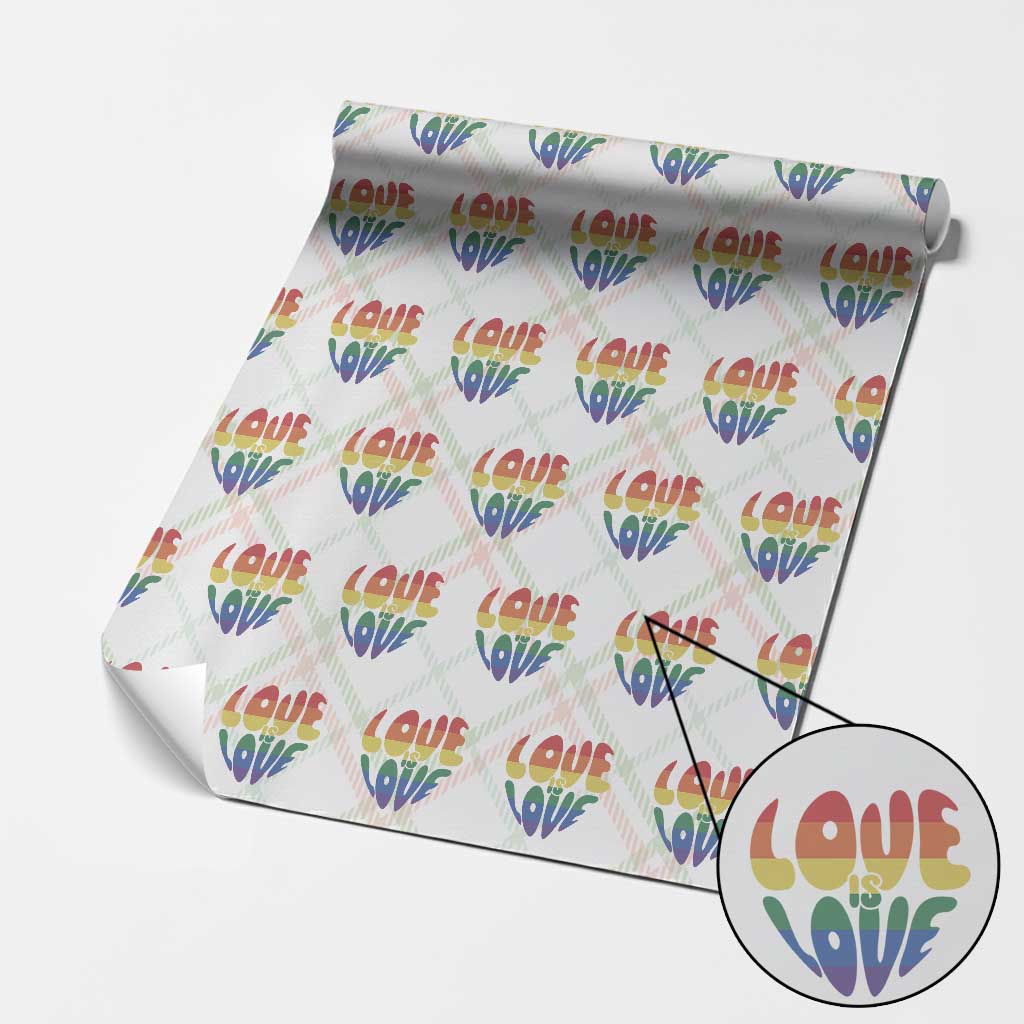Love Is Love LGBTQ Pride Wrapping Paper Roll Rainbow Flag Community