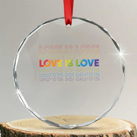 Love Is Love Rainbow Typography Crystal Glass Ornament LGBTQ Support Gift
